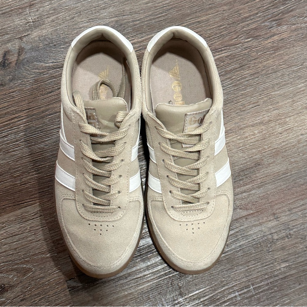 Gola Grand Slam Tan White Sneakers Suede Leather 6 - Picture 2 of 6